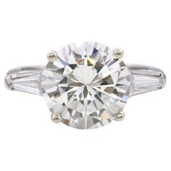 Anillo de diamantes vintage de platino GIA 3,84 ct M Si1