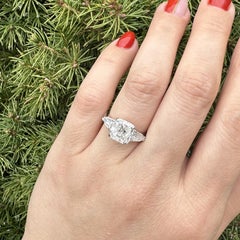 Vintage Platinum GIA 4.01ctw Old Cushion Bullet Diamond Accents Engagement Ring