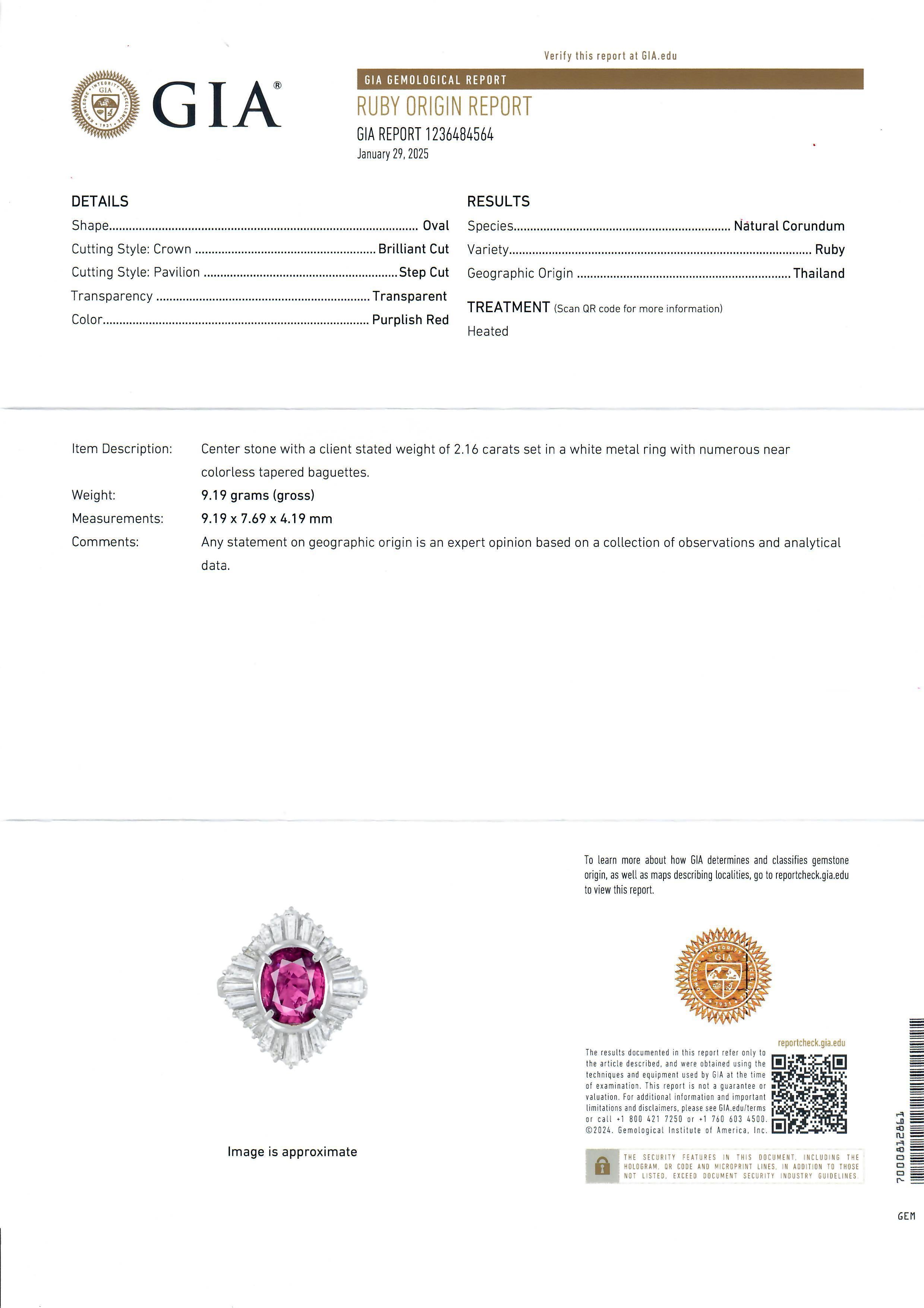 --Stein(e):--
(1) Natürlicher echter Rubin - Ovalschliff - Zackenfassung - erhitzt - Thailand - purpurrote Farbe - 2,16ct (exakt gestempelt)
** Vollständige Informationen siehe unten unter 