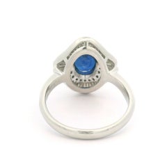 Vintage Platinum GIA 4.19ctw Sapphire & Diamond Ballerina Cocktail Ring