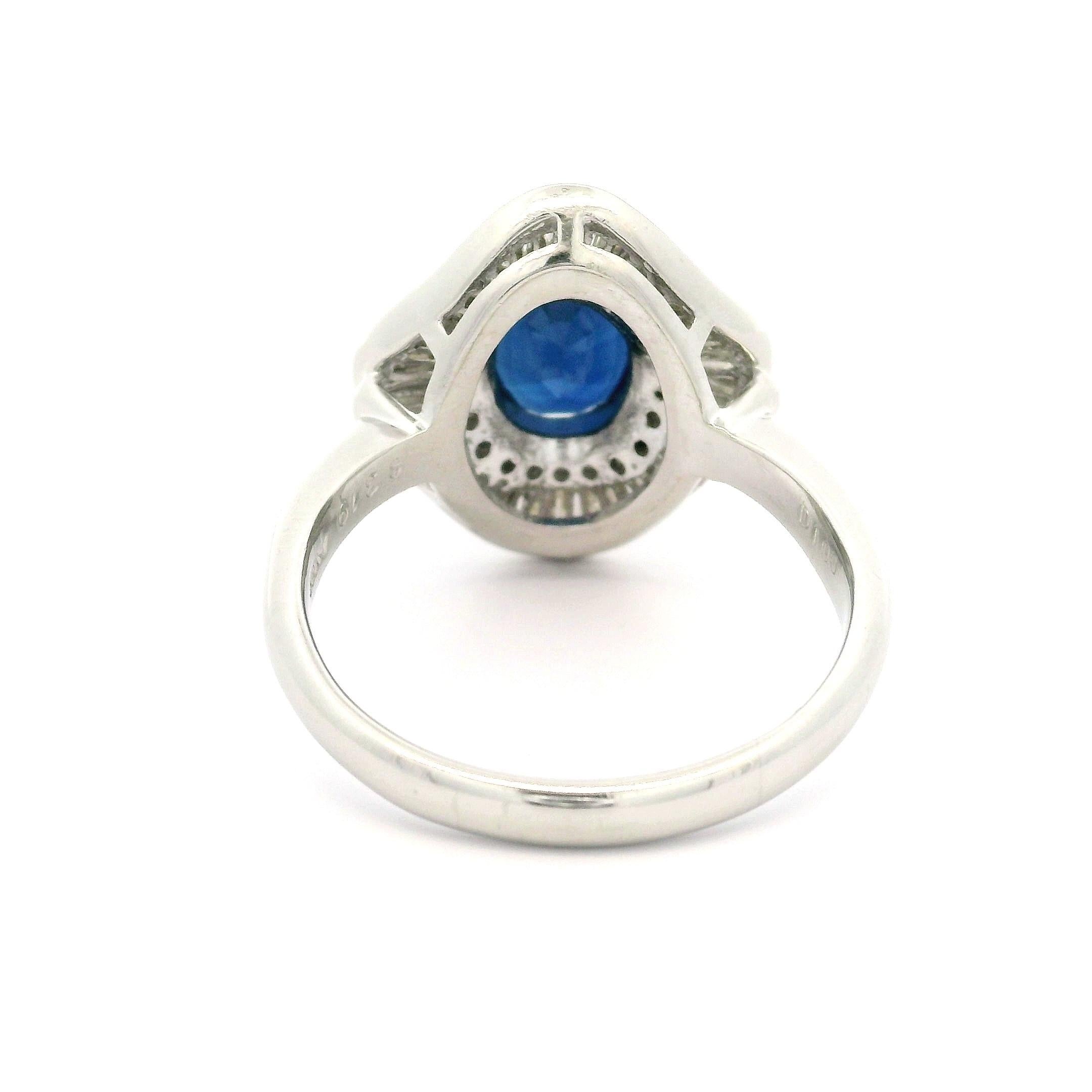 Oval Cut Vintage Platinum GIA 4.19ctw Sapphire & Diamond Ballerina Cocktail Ring For Sale