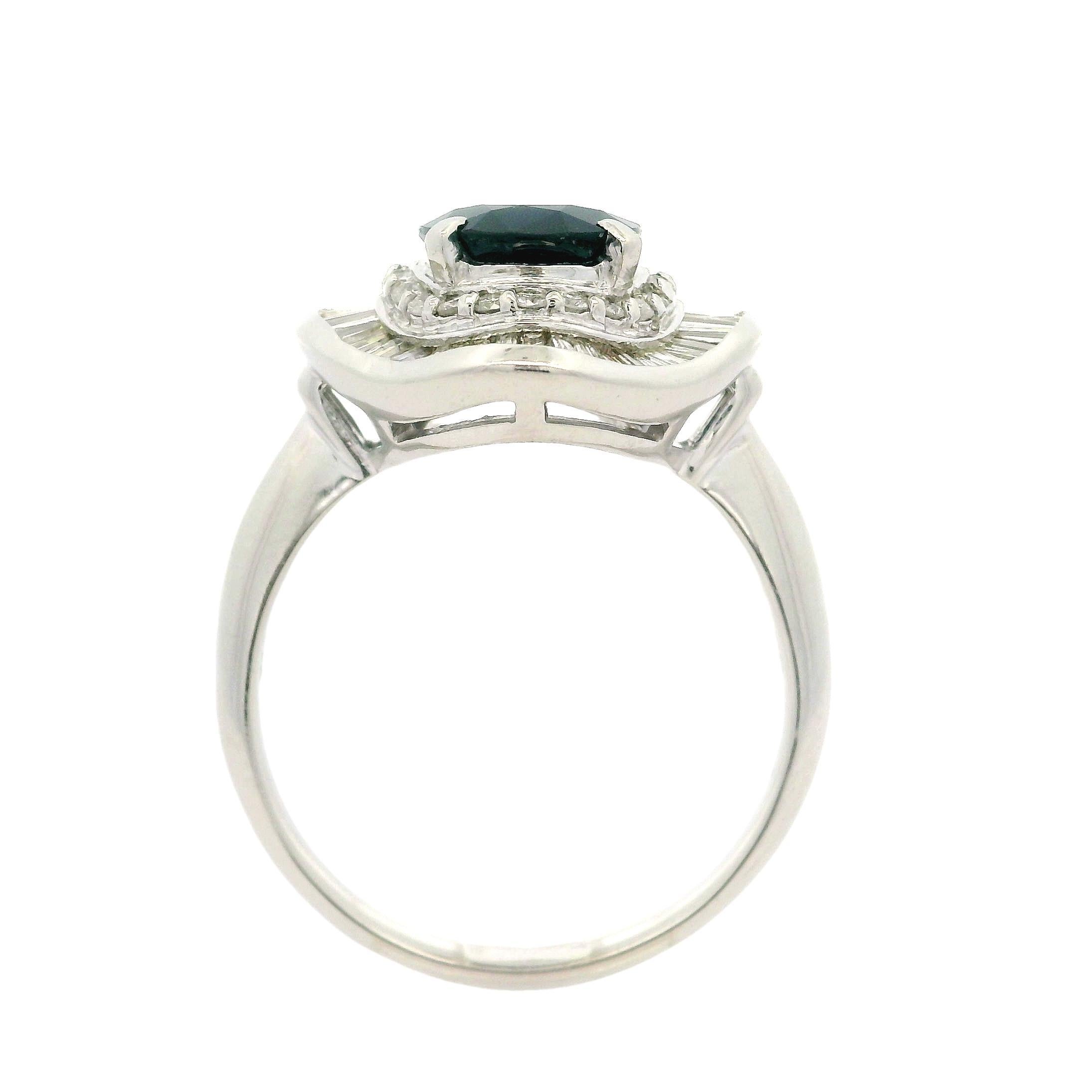 Women's Vintage Platinum GIA 4.19ctw Sapphire & Diamond Ballerina Cocktail Ring For Sale