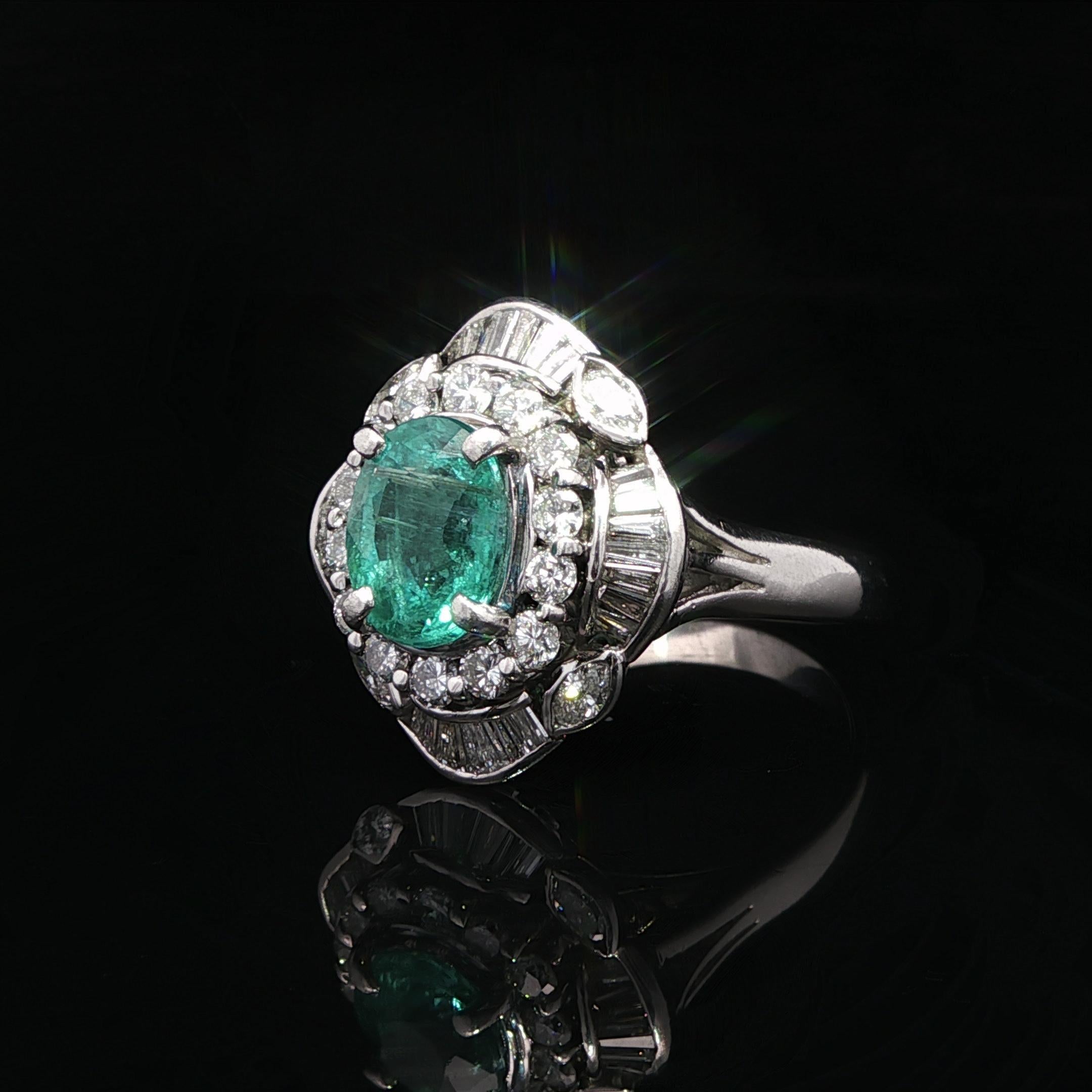 Vintage Platinum GIA 4.54ct Bluish Green Glowing Paraiba Tourmaline Diamond Ring For Sale 10
