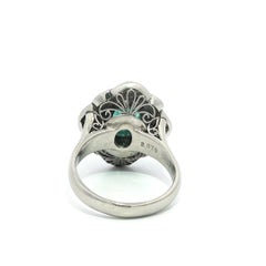 Vintage Platinum GIA 4.54ct Bluish Green Glowing Paraiba Tourmaline Diamond Ring