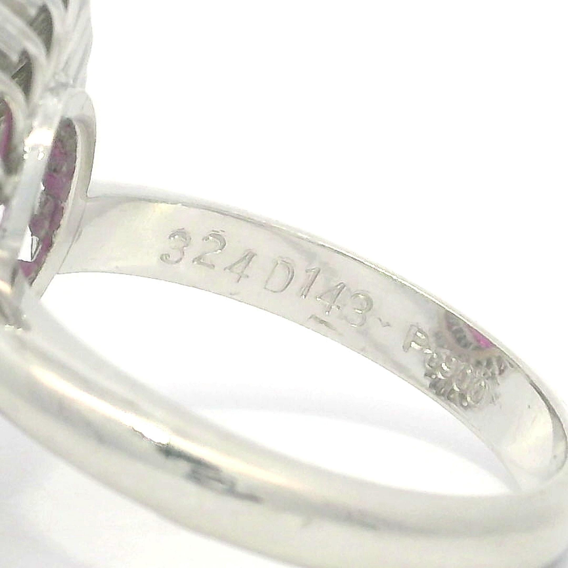 Bague vintage en platine GIA 4,67 ctw VIVID CLEAN saphir rose baguette diamant Pour femmes en vente