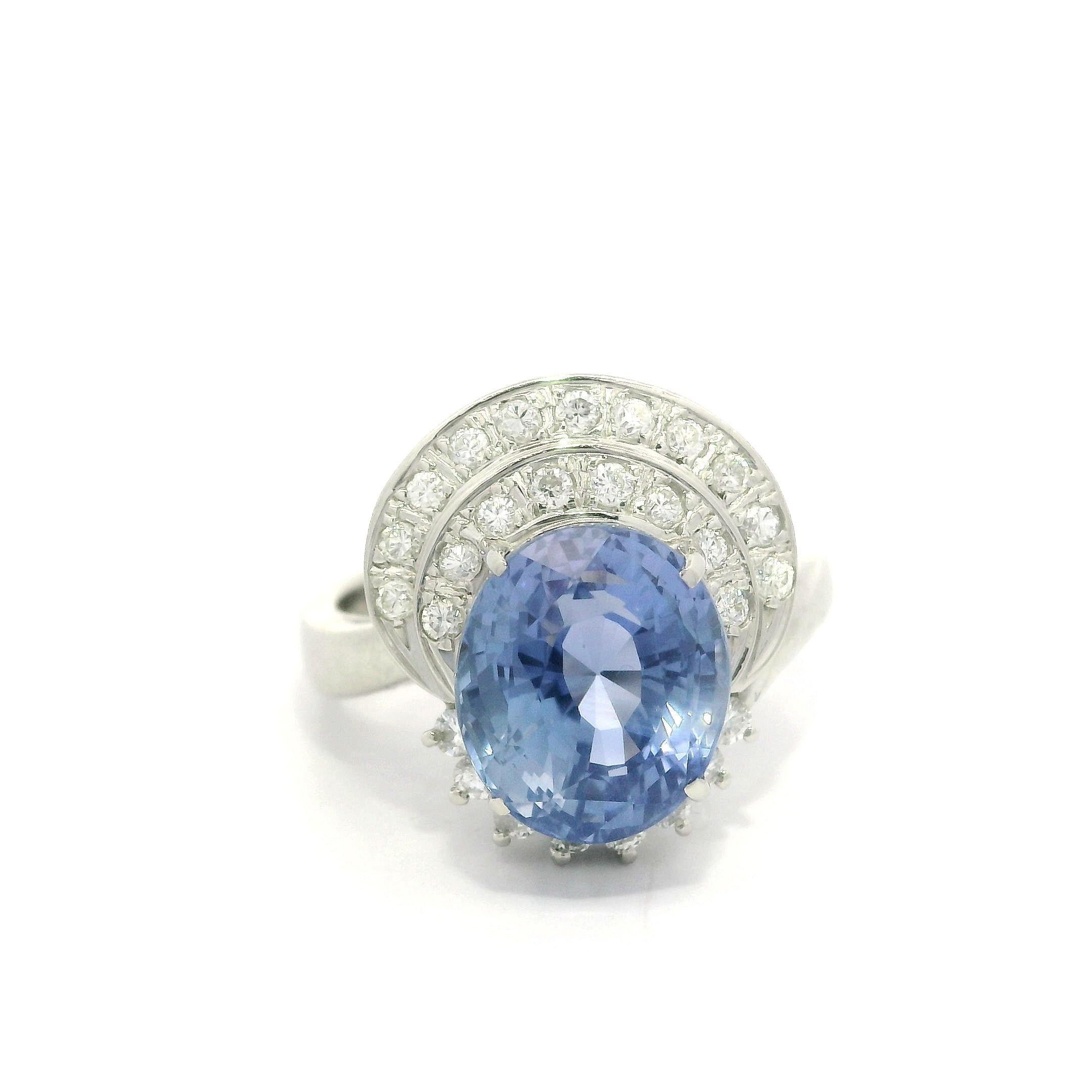 Vintage Platin GIA 5,56ctw Ceylon keine Hitze Saphir w / Diamant-Ring