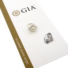 Vintage Platinum GIA 5.56ctw Old Cut Round & Baguette Diamond Engagement Ring