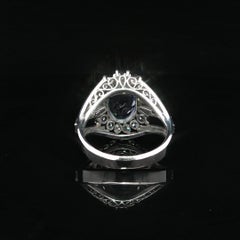 Vintage Platinum GIA 6.07ctw No Heat Sapphire Diamond Open Side Shank Ring