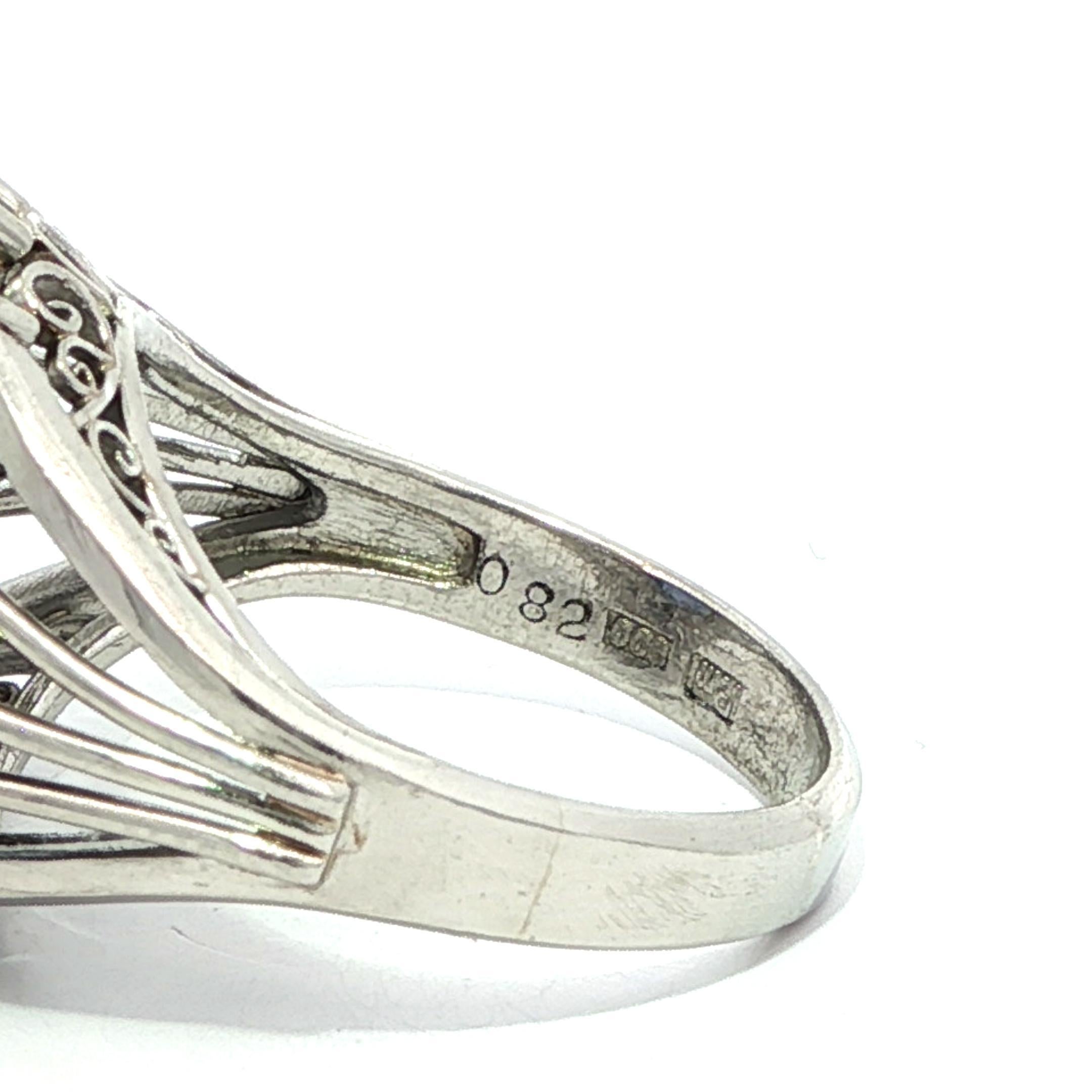 Vintage Platine GIA 6.07ctw No Heat Sapphire Diamond Open Side Shank Ring Pour femmes en vente