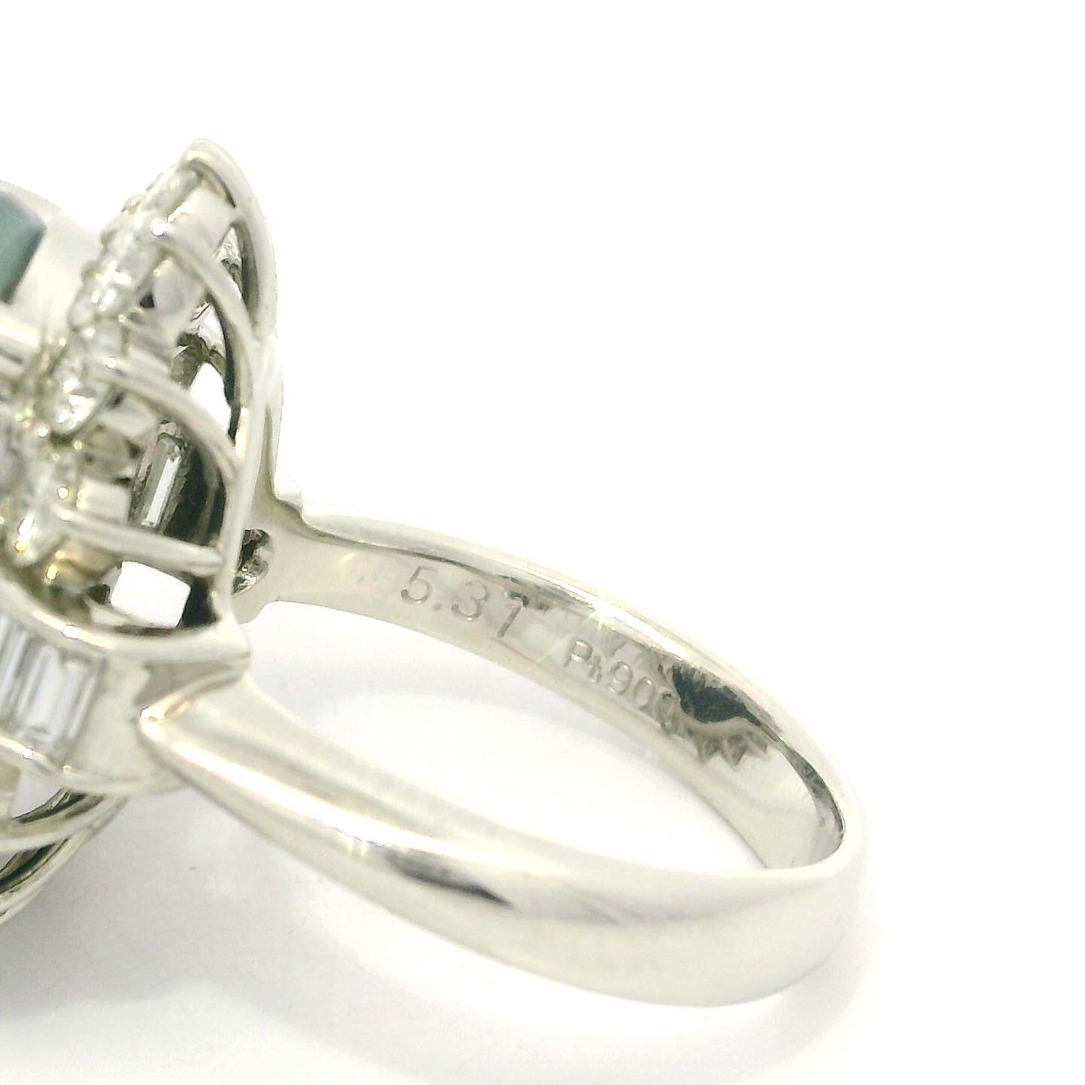 Bague de cocktail vintage en platine GIA 6.72ctw Black Opal w/ Diamond Halo en vente 10