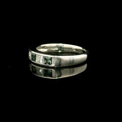 Vintage Platinum GIA .68ct Square Brazilian Alexandrite & Diamond Band Ring