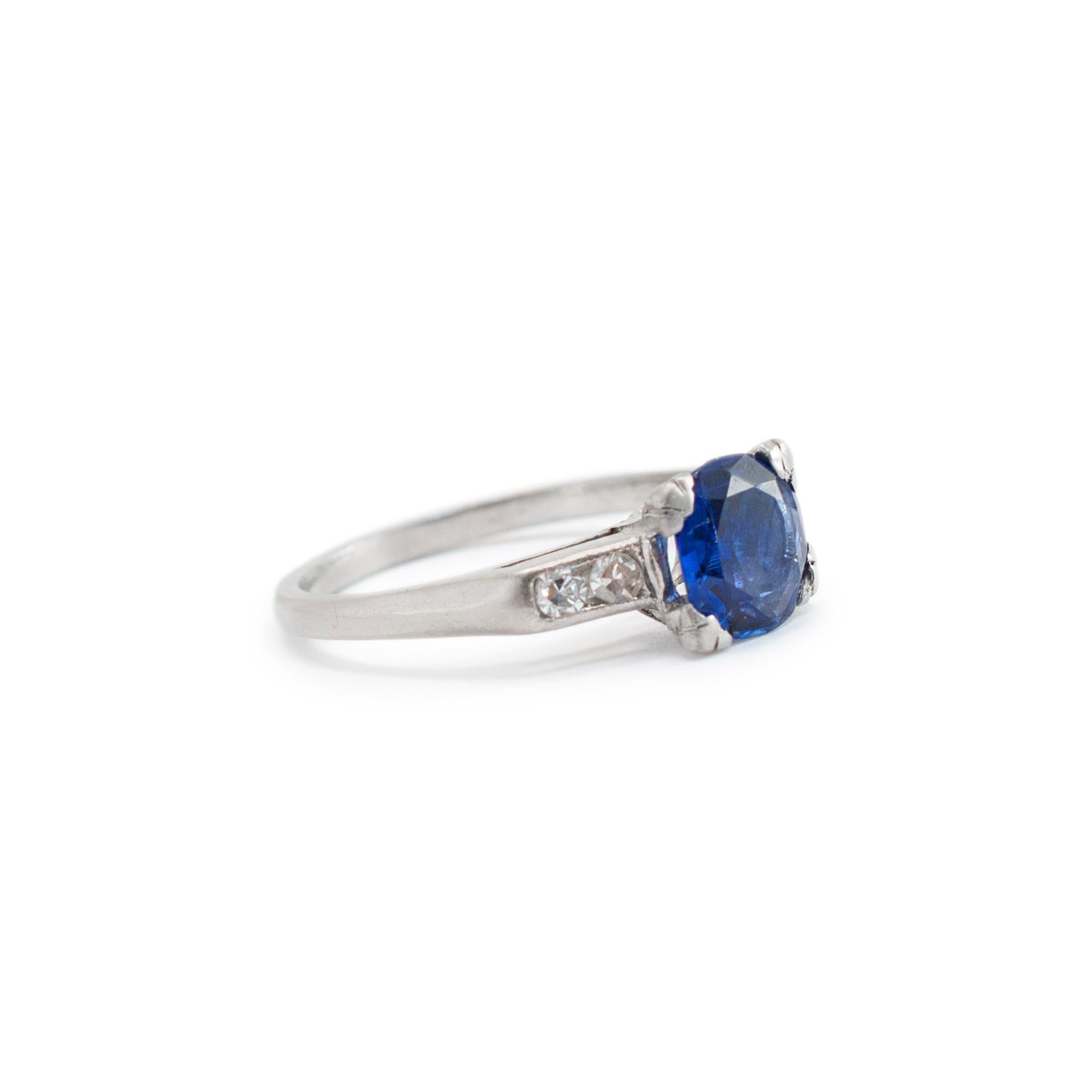 Vintage Platin Gia Kambodscha keine Hitze Saphir Diamant Cocktail Ring im Zustand „Hervorragend“ im Angebot in Houston, TX