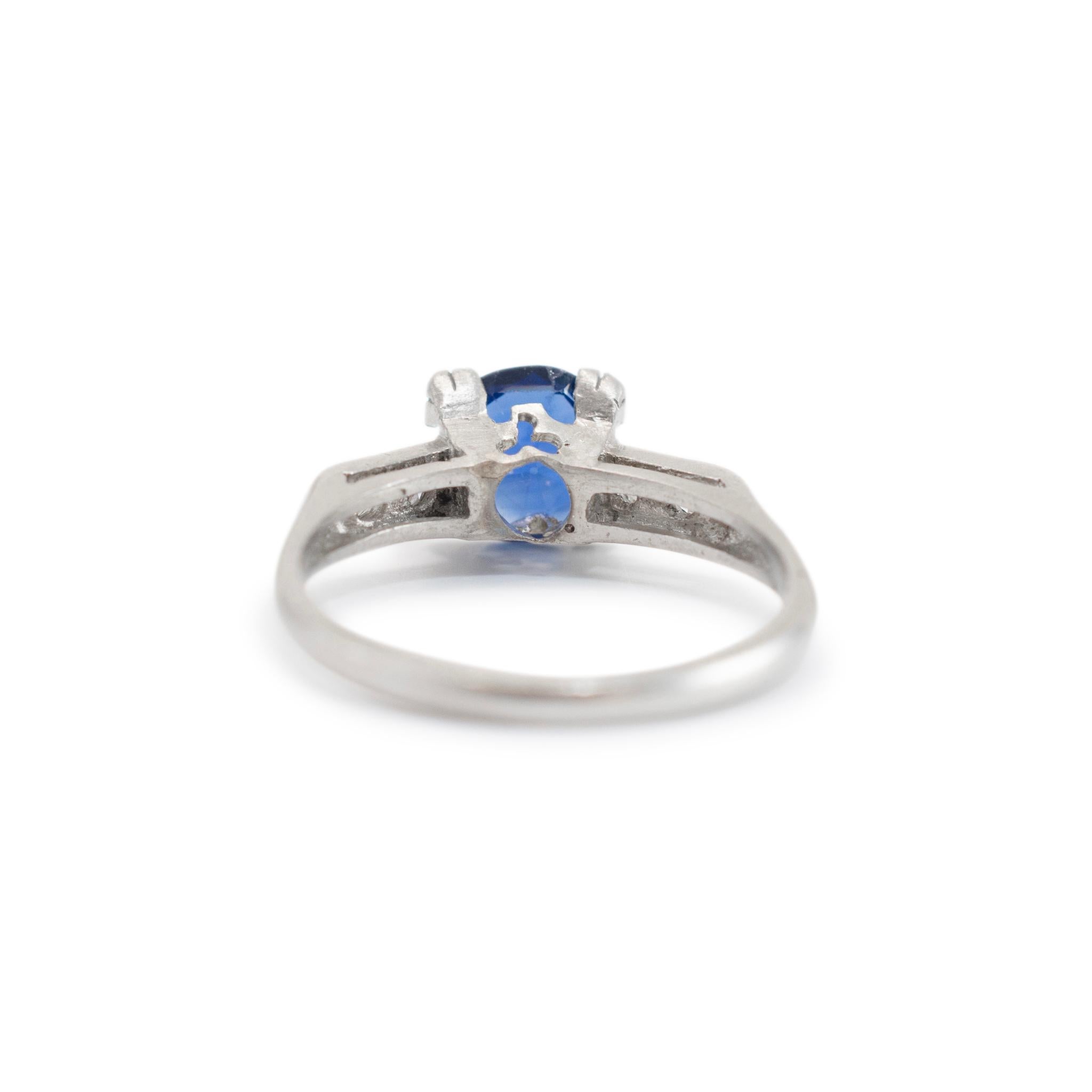 Vintage Platin Gia Kambodscha keine Hitze Saphir Diamant Cocktail Ring Damen im Angebot