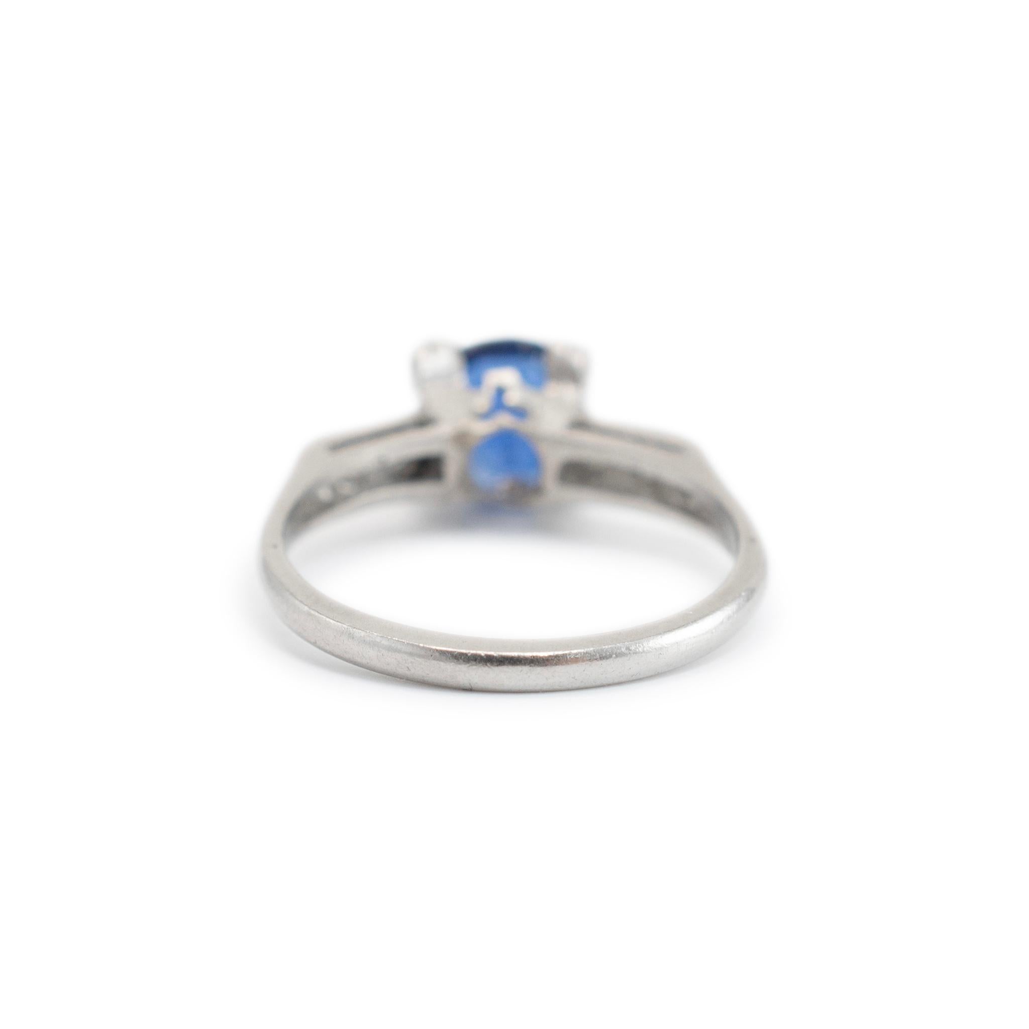 Vintage Platin Gia Kambodscha keine Hitze Saphir Diamant Cocktail Ring im Angebot 1