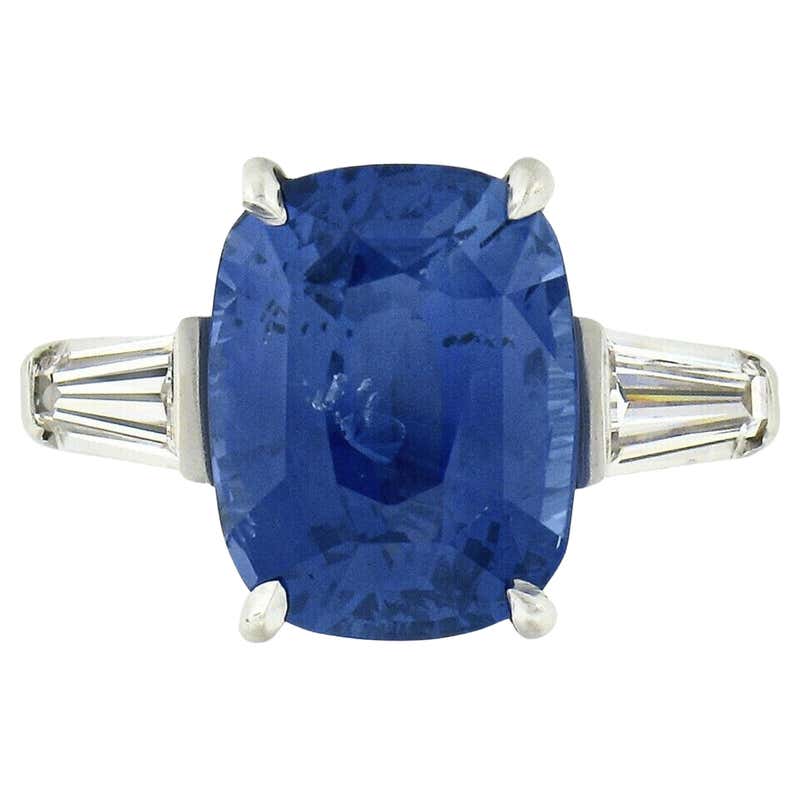 Harry Winston No-Heat Sapphire Diamond Platinum Engagement Ring at 1stDibs