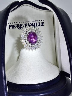 Vintage Platinum GIA Graded Star Ruby Ring, 17.29 ct & 3.0 ct of fine Diamonds