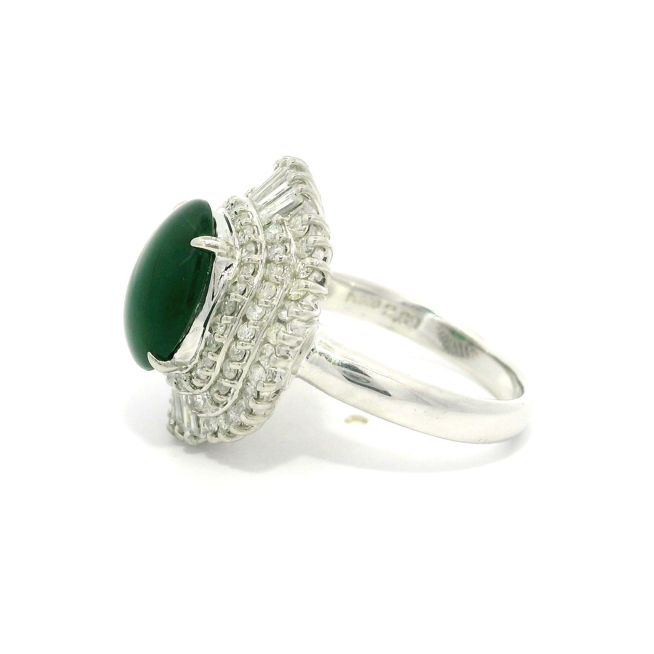 Im Angebot: Vintage Platin GIA Hohe Qualität 3,89ctw Natürliche A Jade Diamant Ballerina Ring () 10