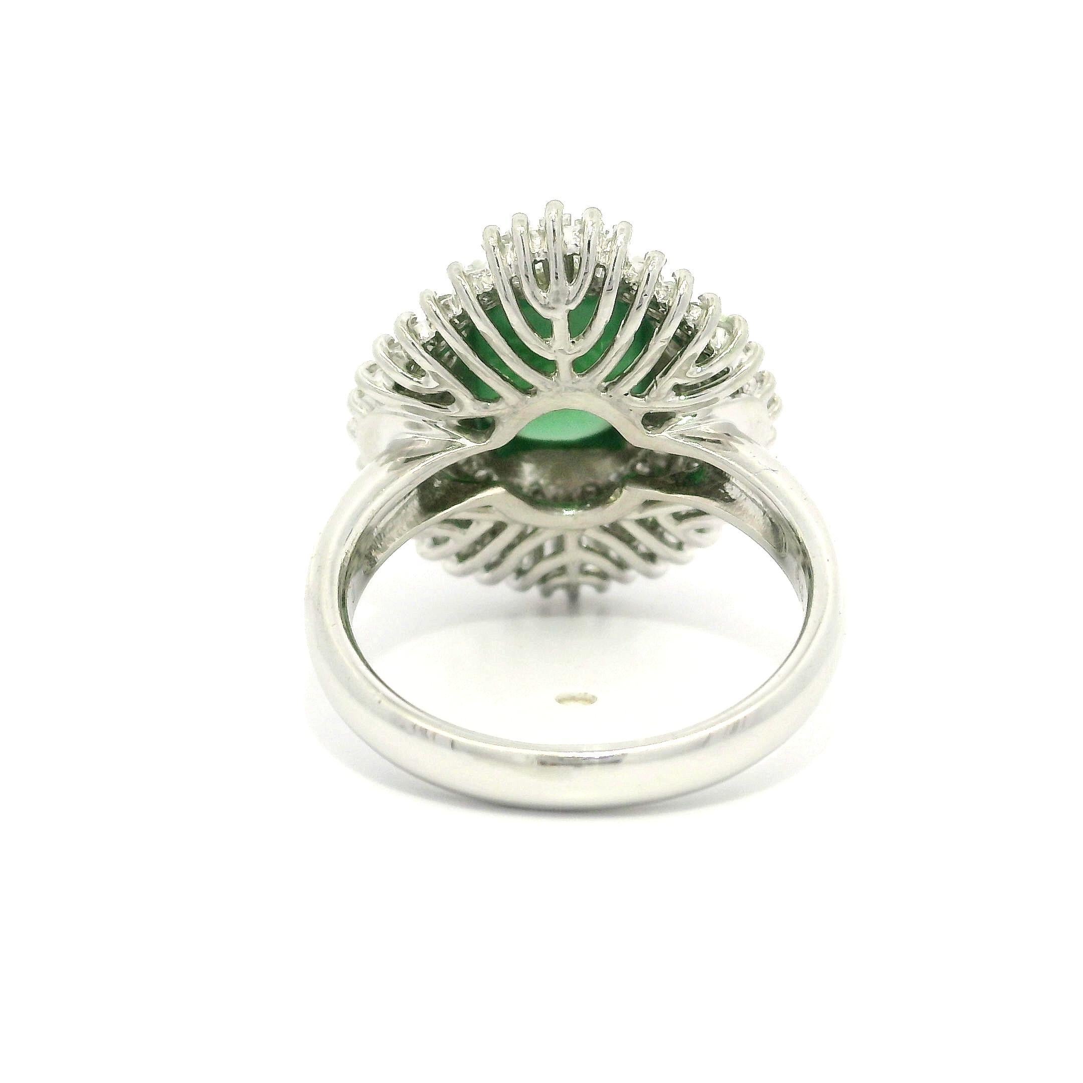 Im Angebot: Vintage Platin GIA Hohe Qualität 3,89ctw Natürliche A Jade Diamant Ballerina Ring () 11