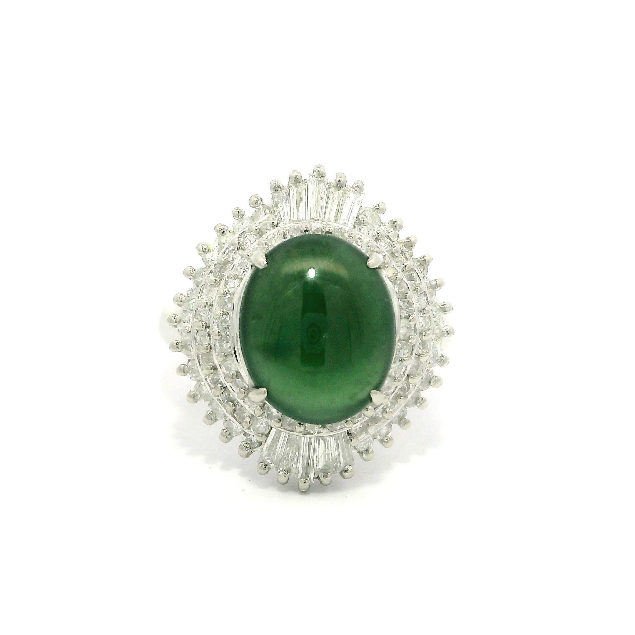 Im Angebot: Vintage Platin GIA Hohe Qualität 3,89ctw Natürliche A Jade Diamant Ballerina Ring () 15