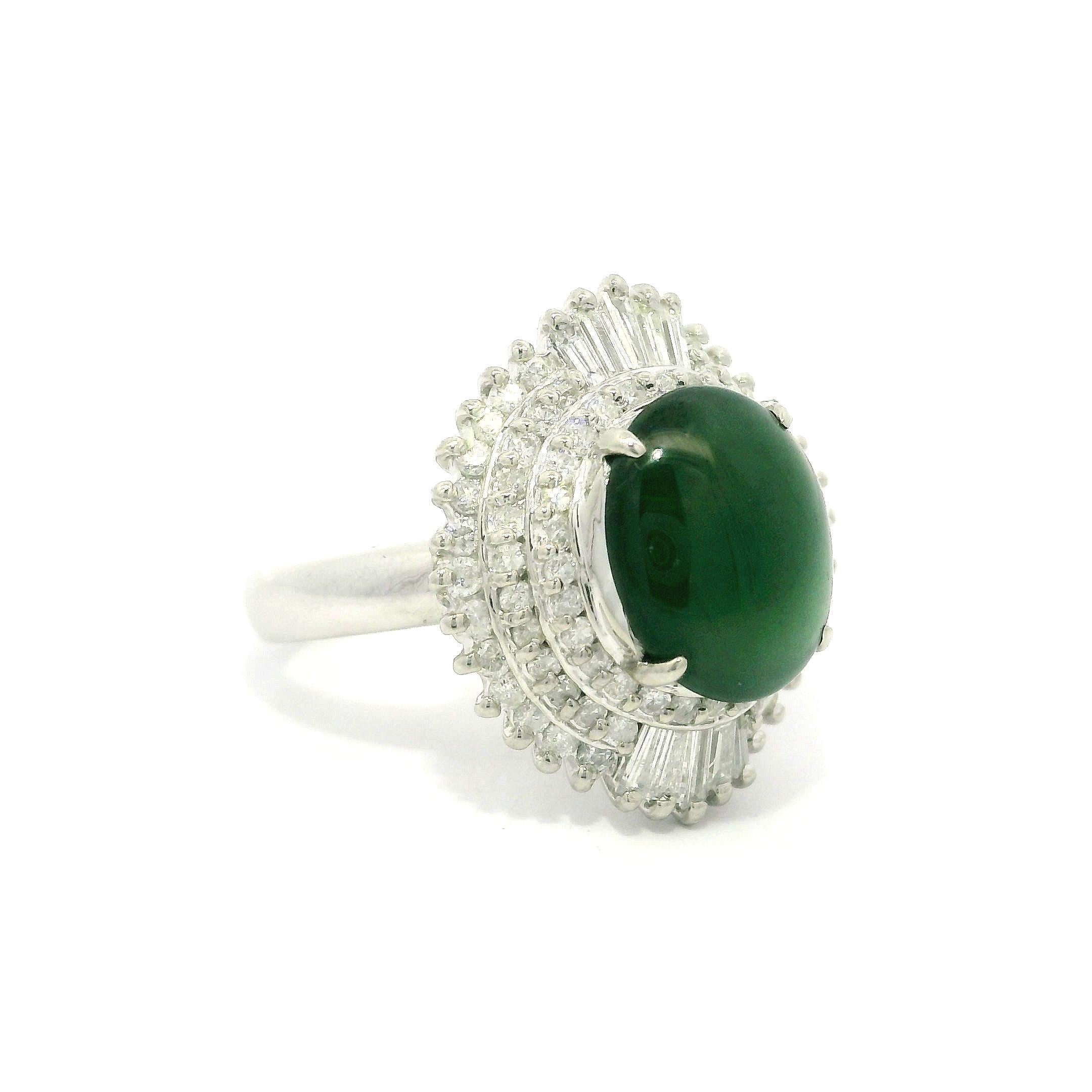 Im Angebot: Vintage Platin GIA Hohe Qualität 3,89ctw Natürliche A Jade Diamant Ballerina Ring () 16