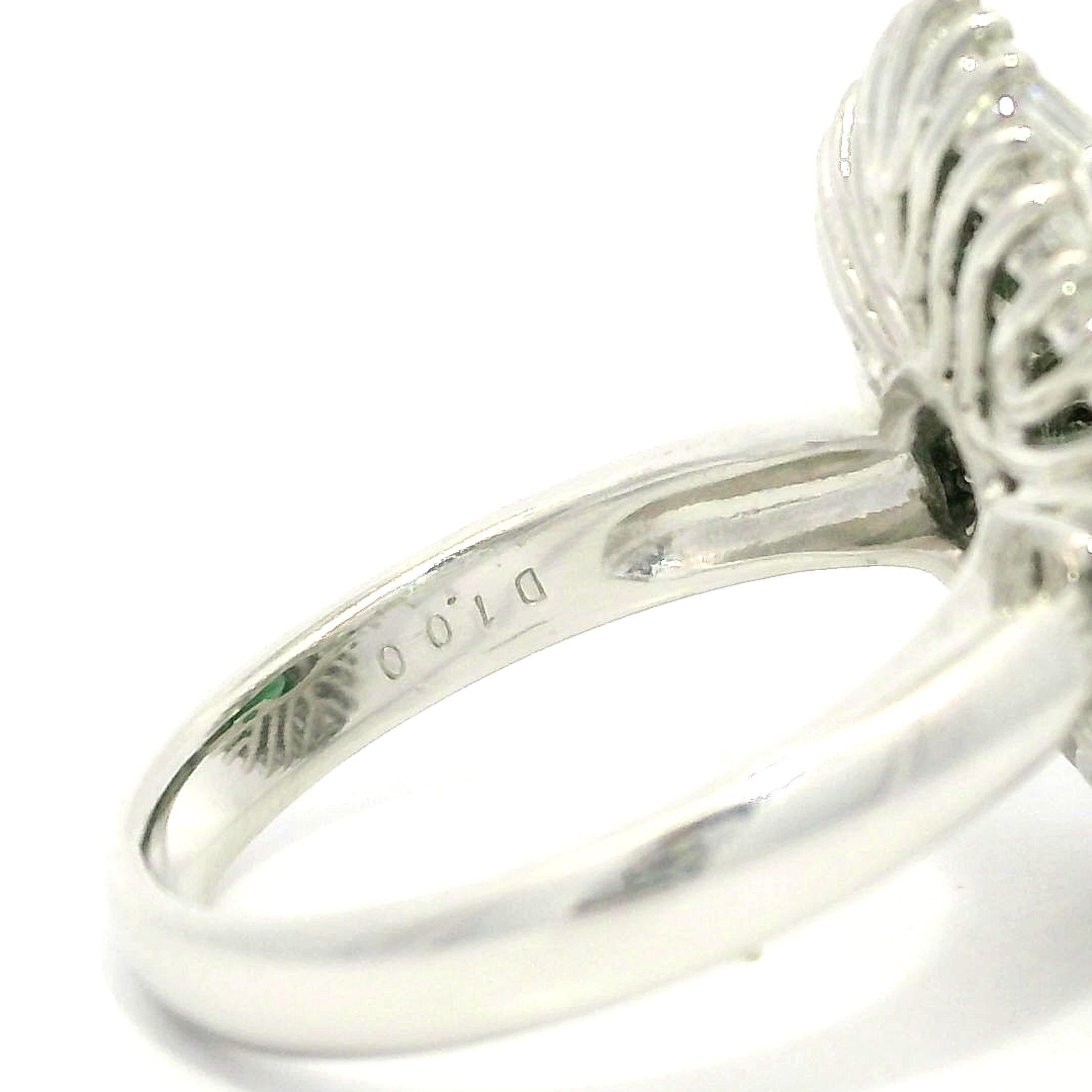 Im Angebot: Vintage Platin GIA Hohe Qualität 3,89ctw Natürliche A Jade Diamant Ballerina Ring () 2