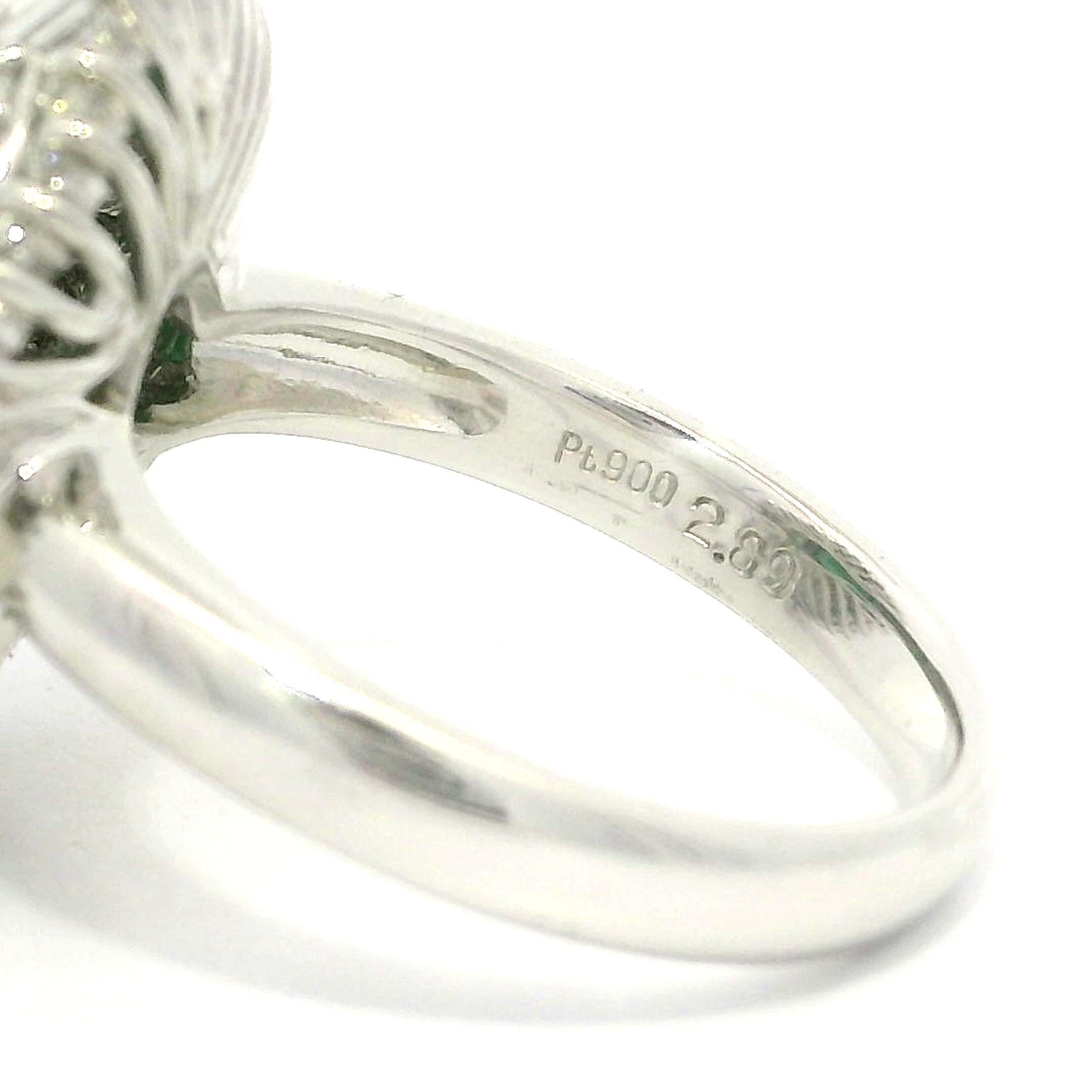 Im Angebot: Vintage Platin GIA Hohe Qualität 3,89ctw Natürliche A Jade Diamant Ballerina Ring () 3