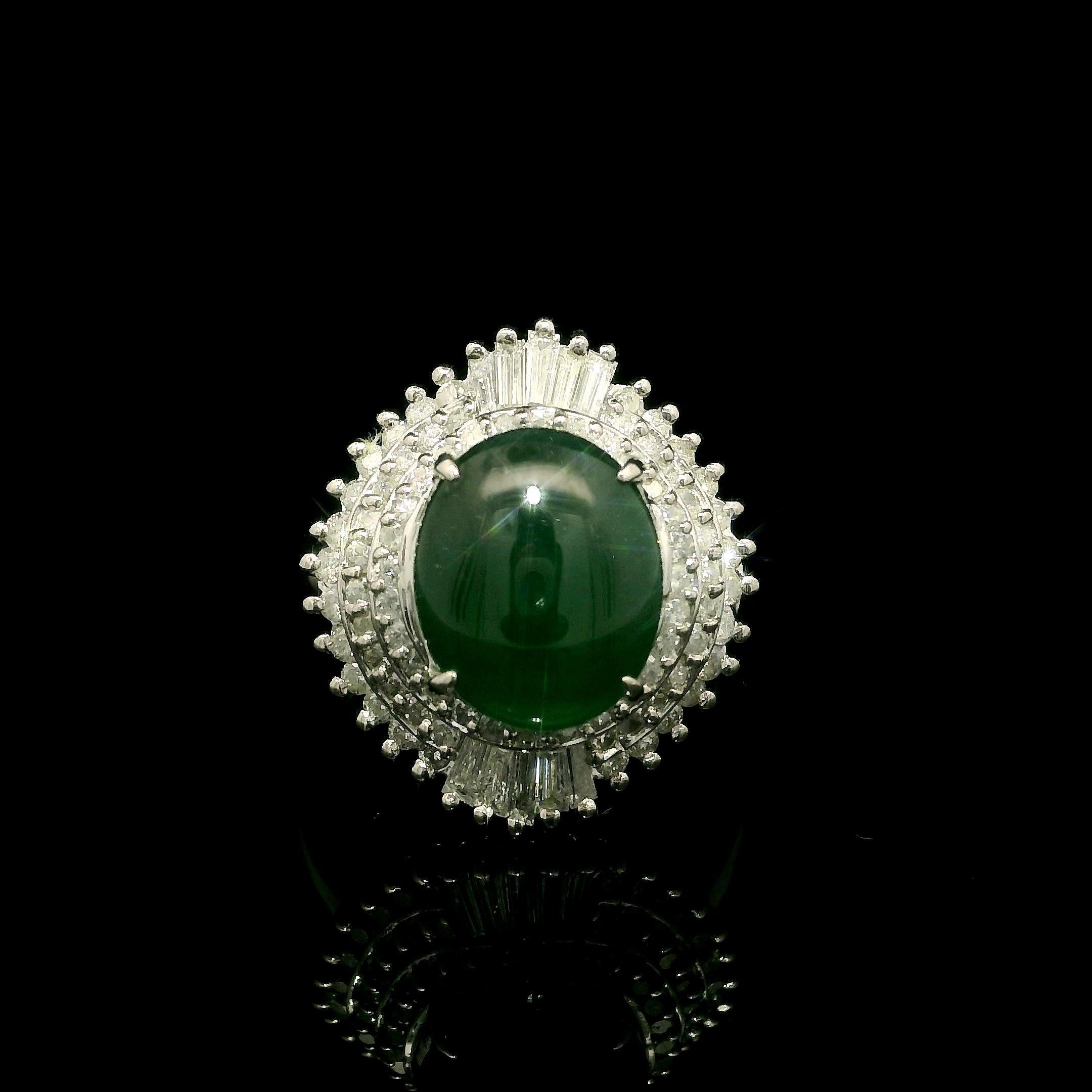 Im Angebot: Vintage Platin GIA Hohe Qualität 3,89ctw Natürliche A Jade Diamant Ballerina Ring () 4