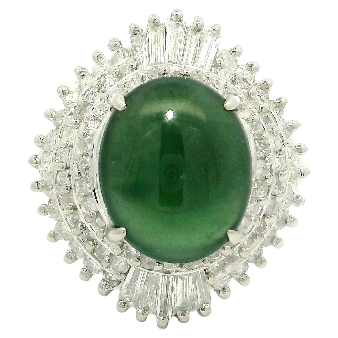 Im Angebot: Vintage Platin GIA Hohe Qualität 3,89ctw Natürliche A Jade Diamant Ballerina Ring ()