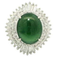 Vintage Platinum GIA High Quality 3.89ctw Natural A Jade Diamond Ballerina Ring