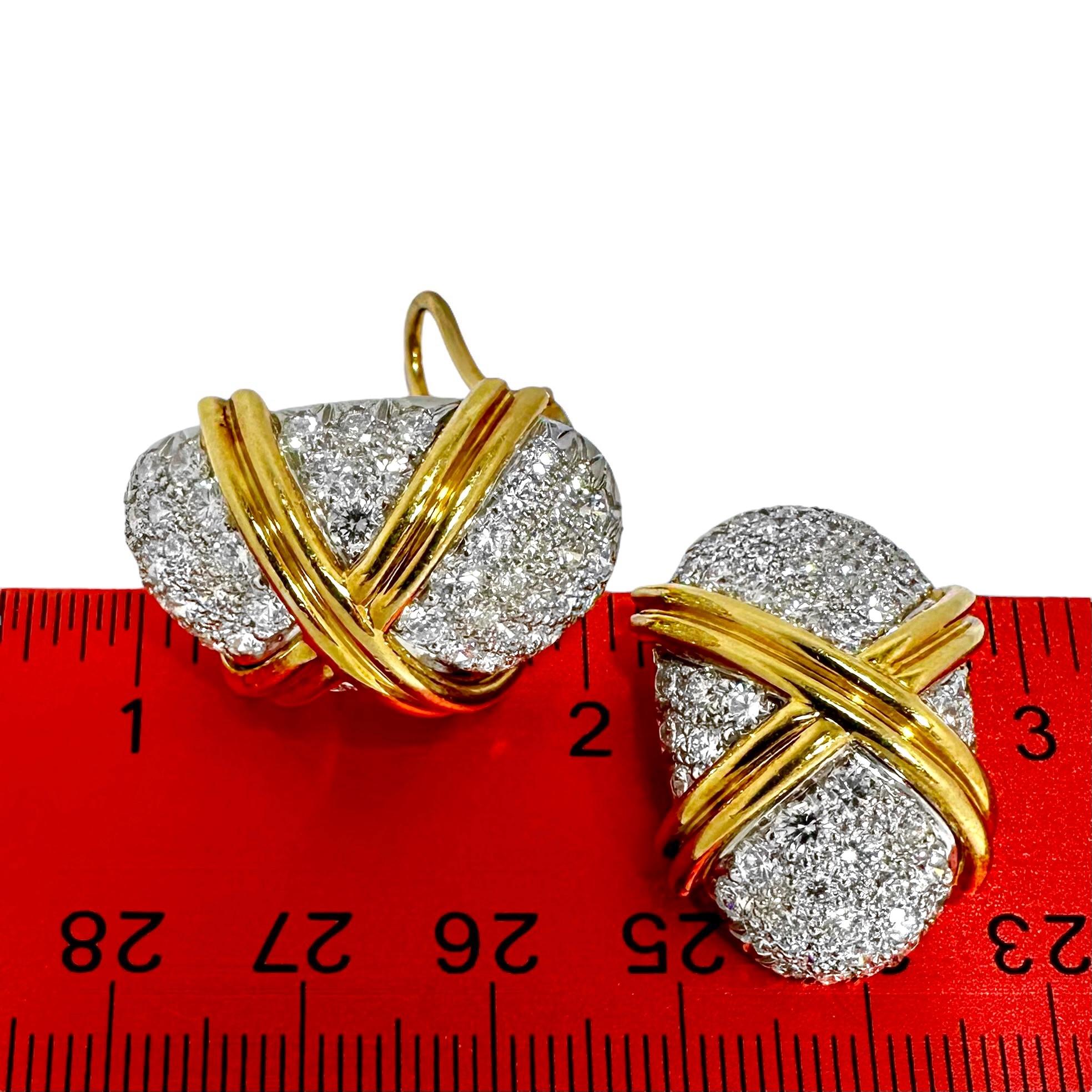 Vintage Platin-Gold & Diamant-Ohrringe von Schlumberger für Tiffany & Company im Angebot 4