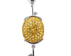Golf Club Halskette aus Platin und Gold mit Edelsteinen