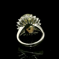 Vintage Platinum & Gold GIA 20.68ctw Large No Heat Yellow Sapphire Diamond Ring