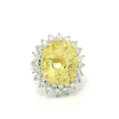 Vintage Platin & Gold GIA 20,68ctw große keine Hitze gelb Saphir Diamant-Ring