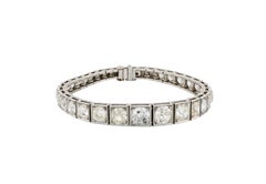 Vintage Platinum Graduated Diamond Old Mine Cut Line Bracelet