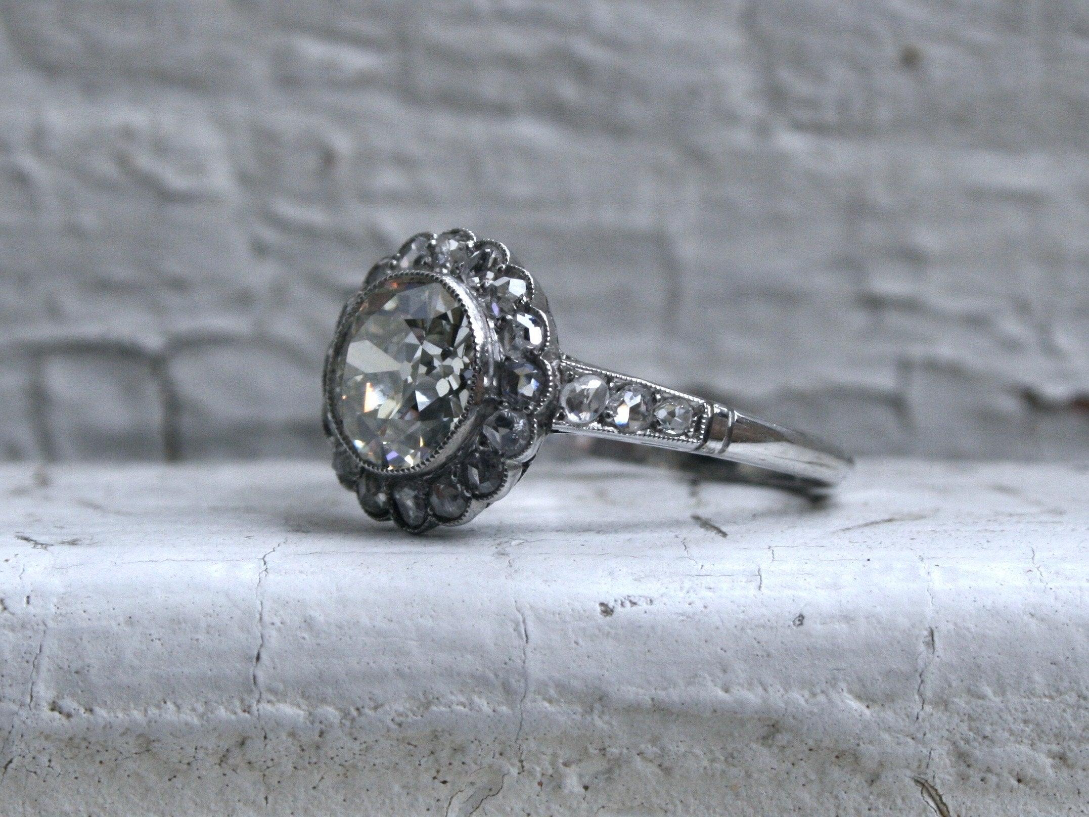 vintage halo diamond engagement rings