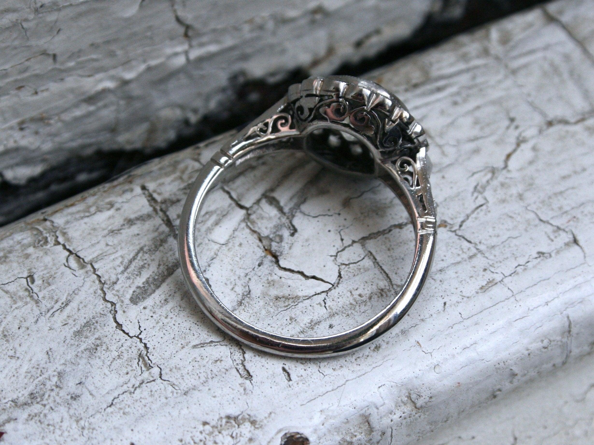 Old Mine Cut Vintage Platinum Halo Diamond Ring Engagement Ring, 2.47 Carat