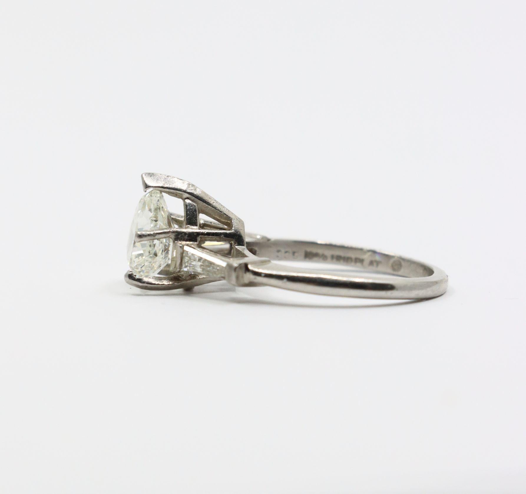 Vintage Platinum Heart Shape Diamond Ring For Sale 7
