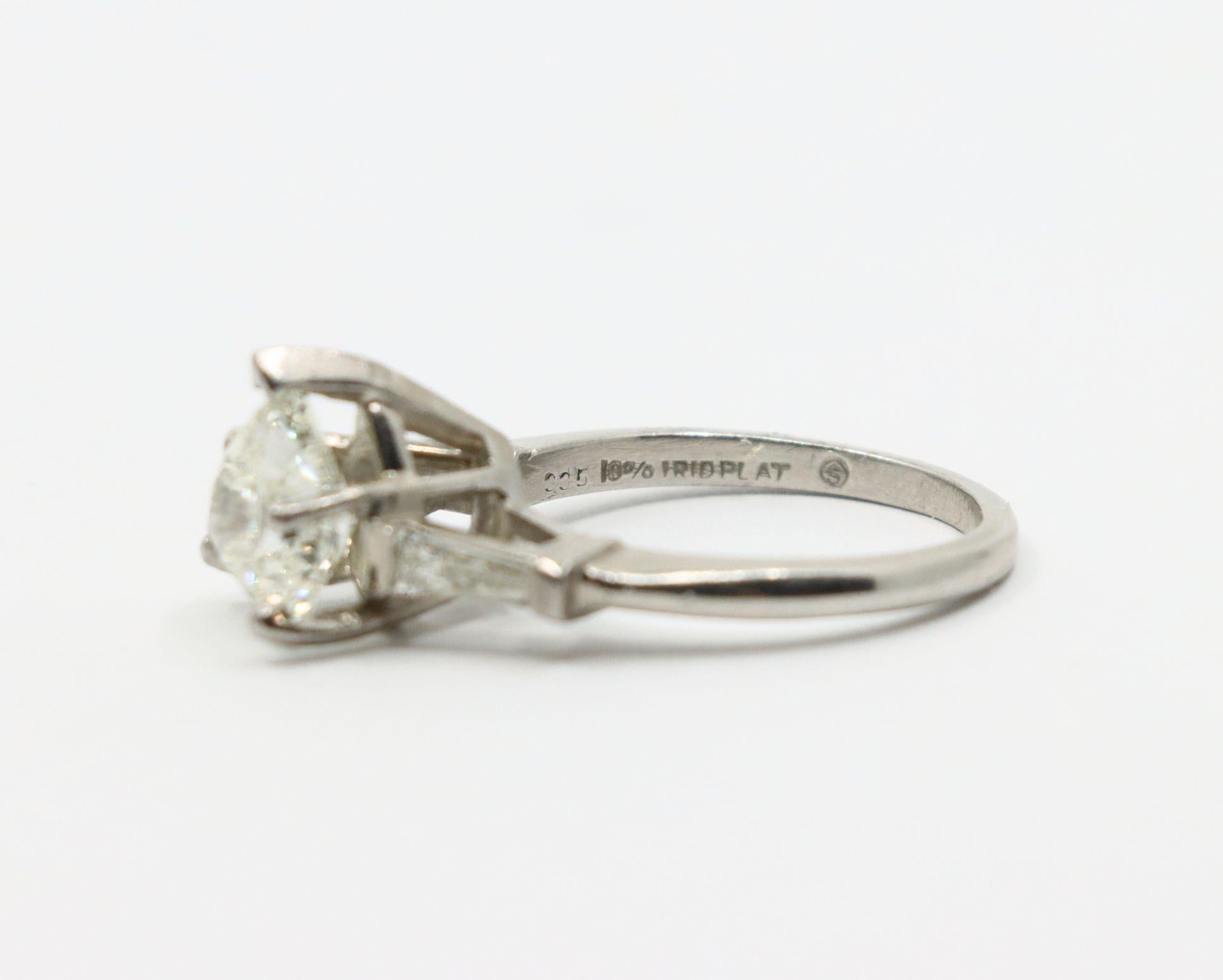 Vintage Platinum Heart Shape Diamond Ring For Sale 8