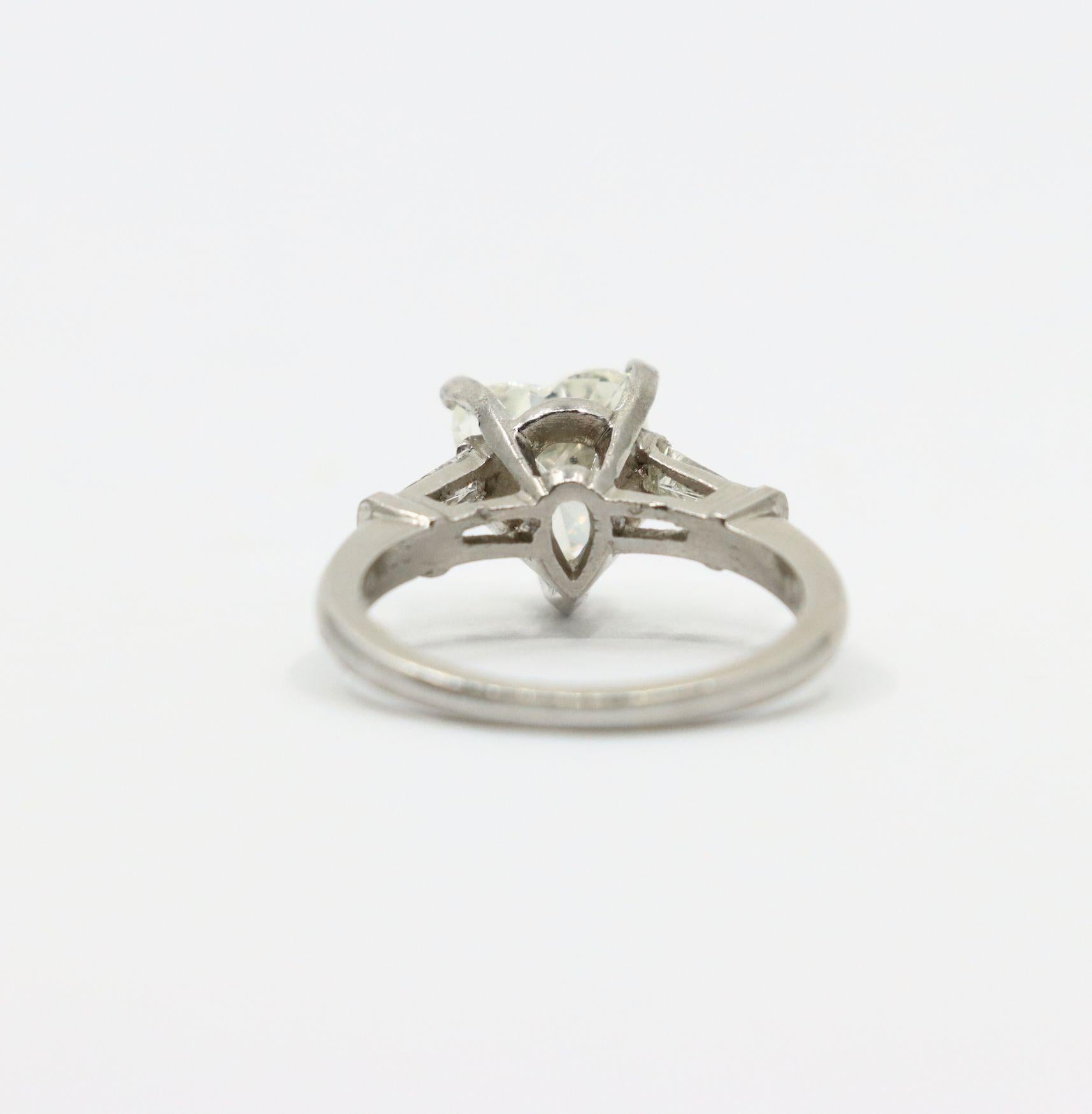 Vintage Platinum Heart Shape Diamond Ring For Sale 10
