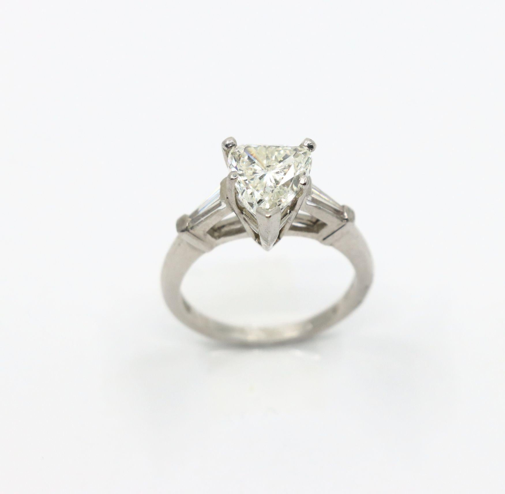 Vintage Platinum Heart Shape Diamond Ring For Sale 12