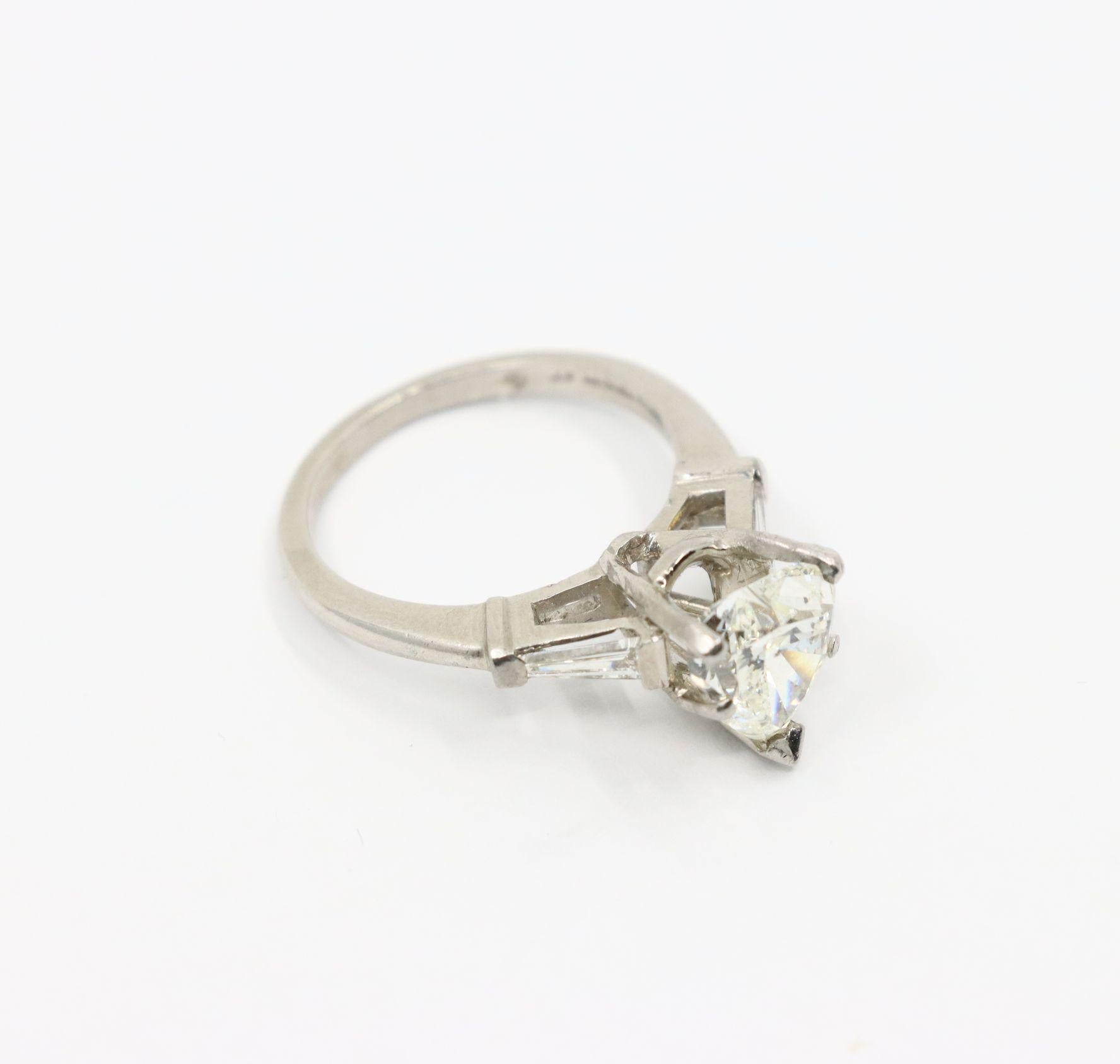 Women's or Men's Vintage Platinum Heart Shape Diamond Ring For Sale