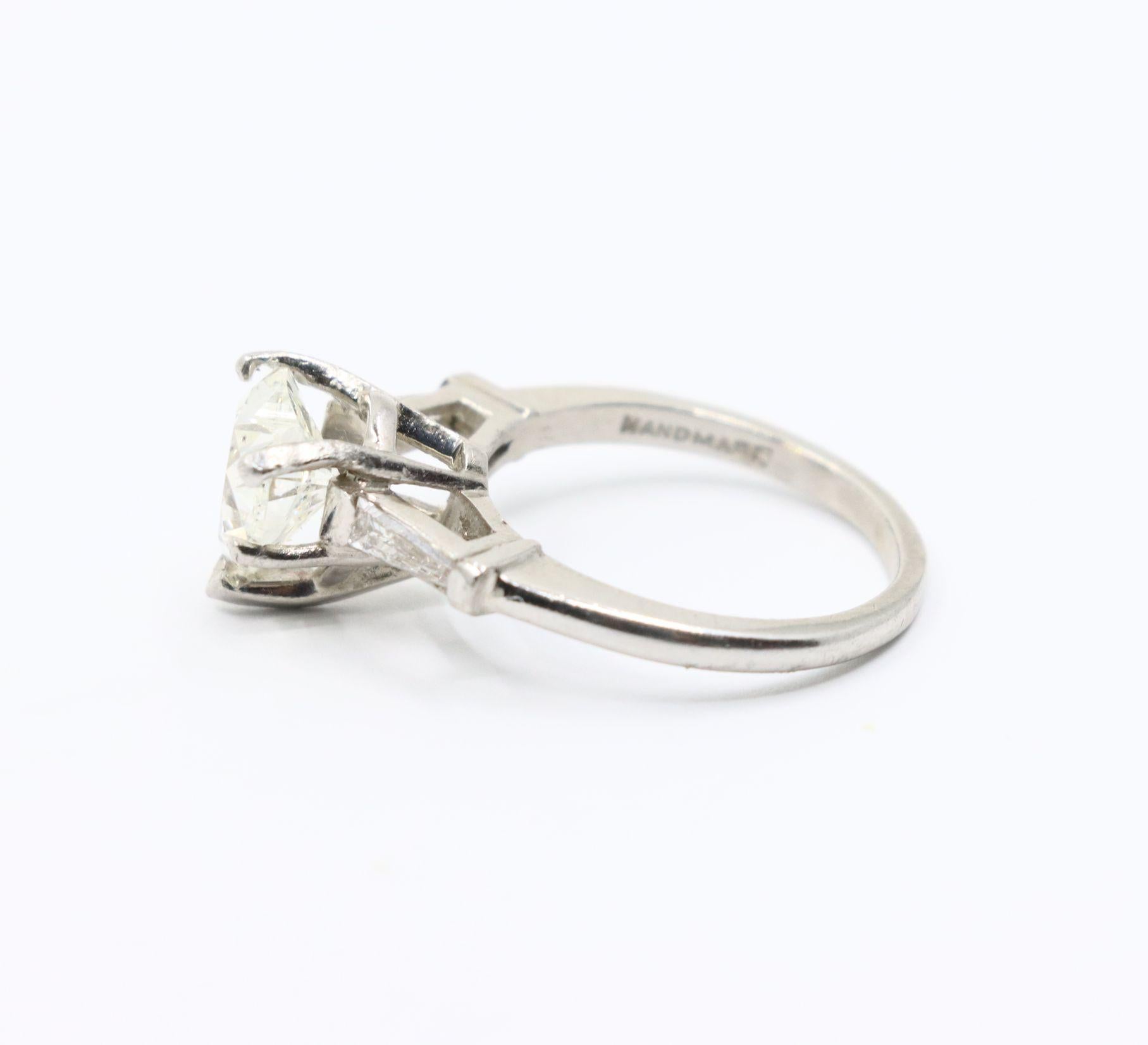 Vintage Platinum Heart Shape Diamond Ring For Sale 1