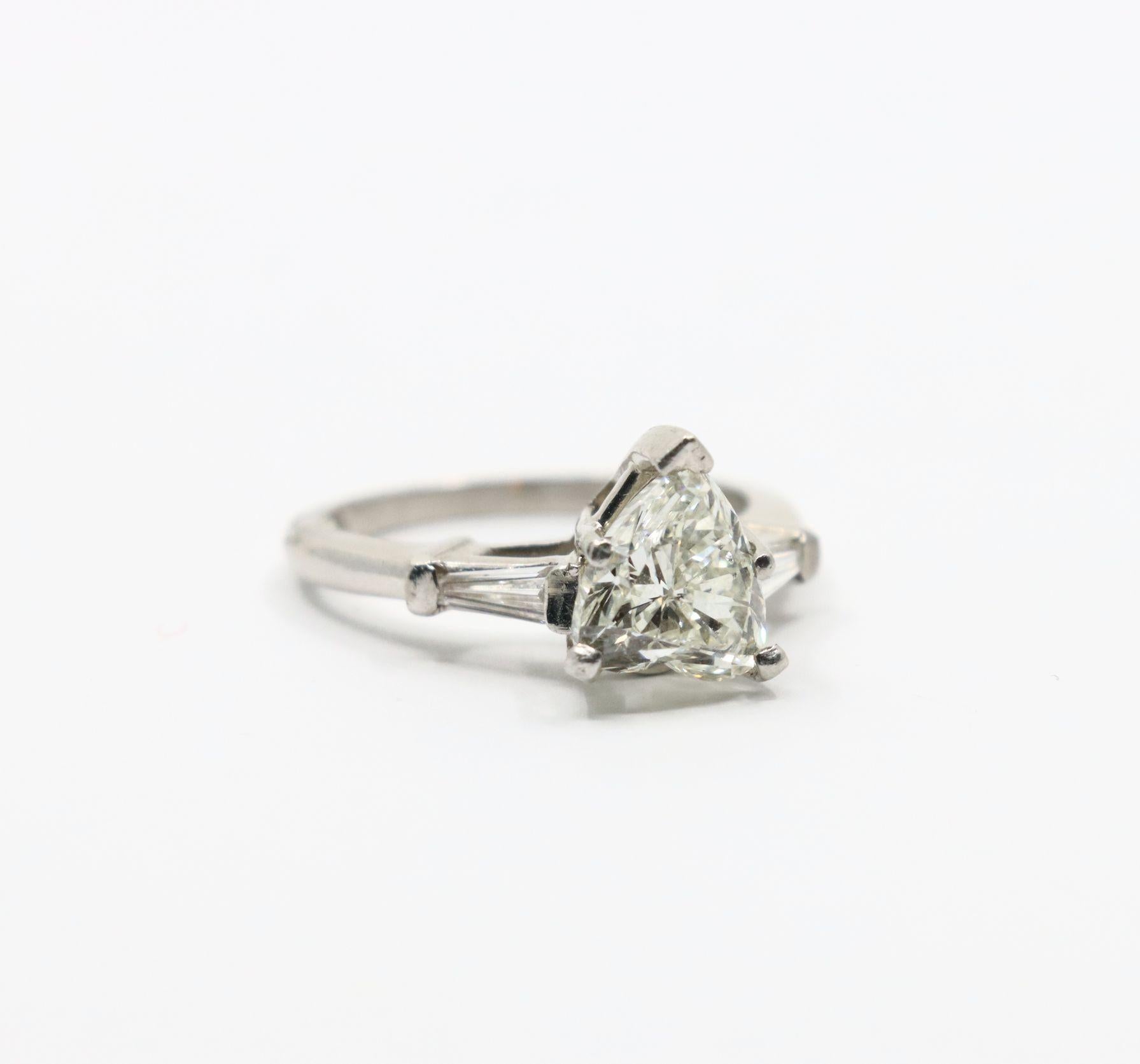 Vintage Platinum Heart Shape Diamond Ring For Sale 5