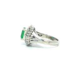 Vintage Platinum High Quality 2.22ctw GIA Green Colombian Emerald Diamond Ring