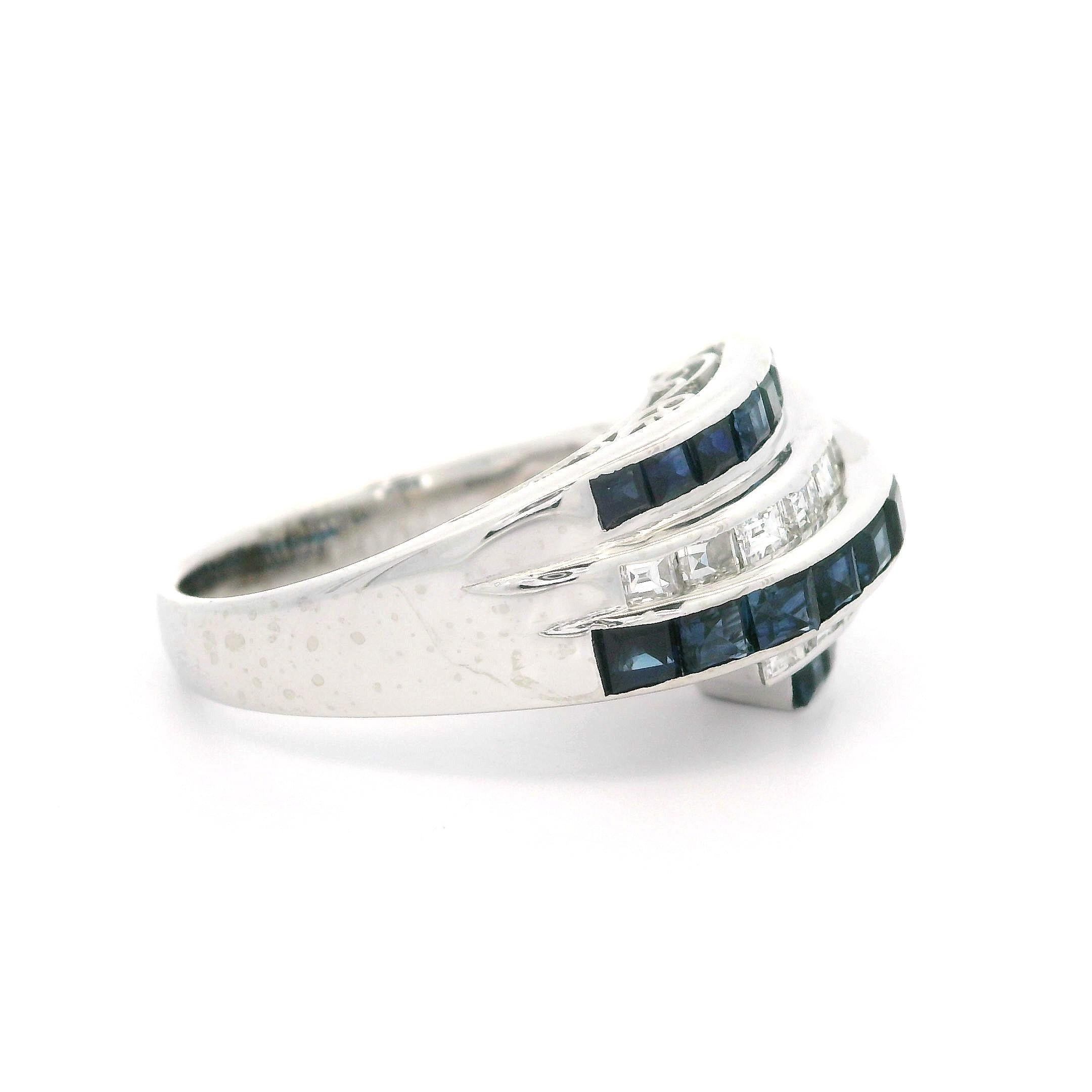 Vintage Platinum High Quality 2.56ctw Sapphire Diamond Stack Look Band Ring For Sale 5