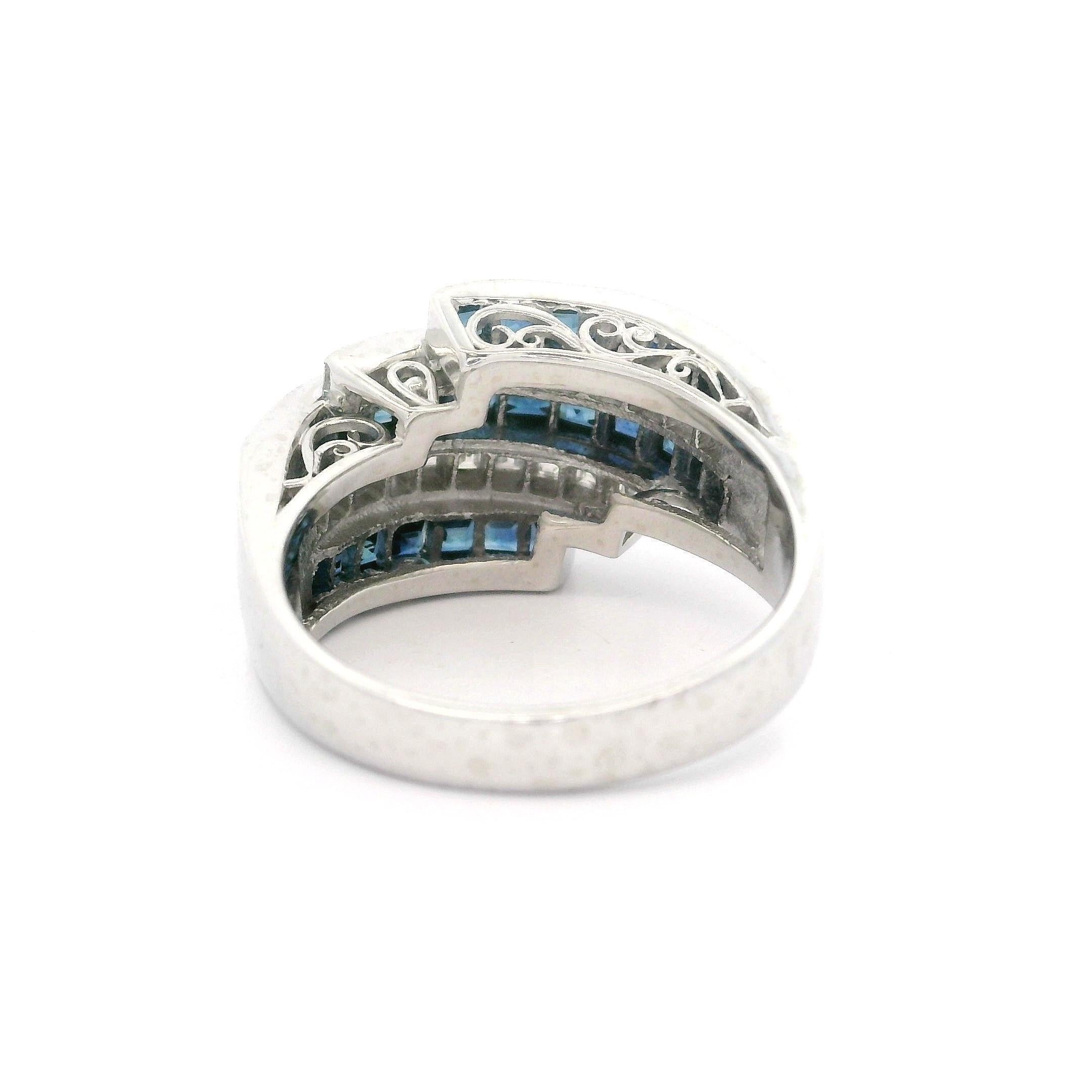 Vintage Platinum High Quality 2.56ctw Sapphire Diamond Stack Look Band Ring For Sale 7