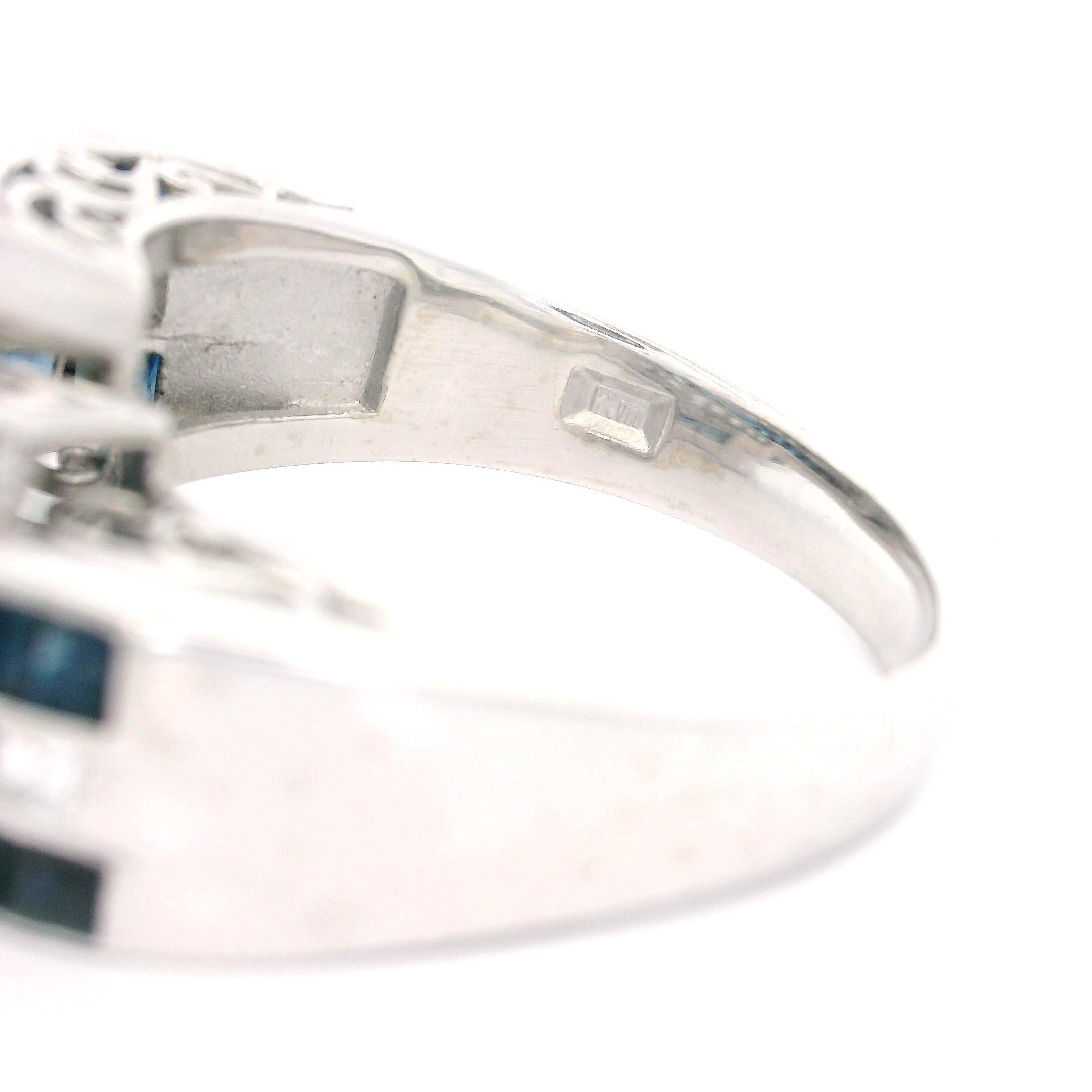 Vintage Platinum High Quality 2.56ctw Sapphire Diamond Stack Look Band Ring For Sale 8