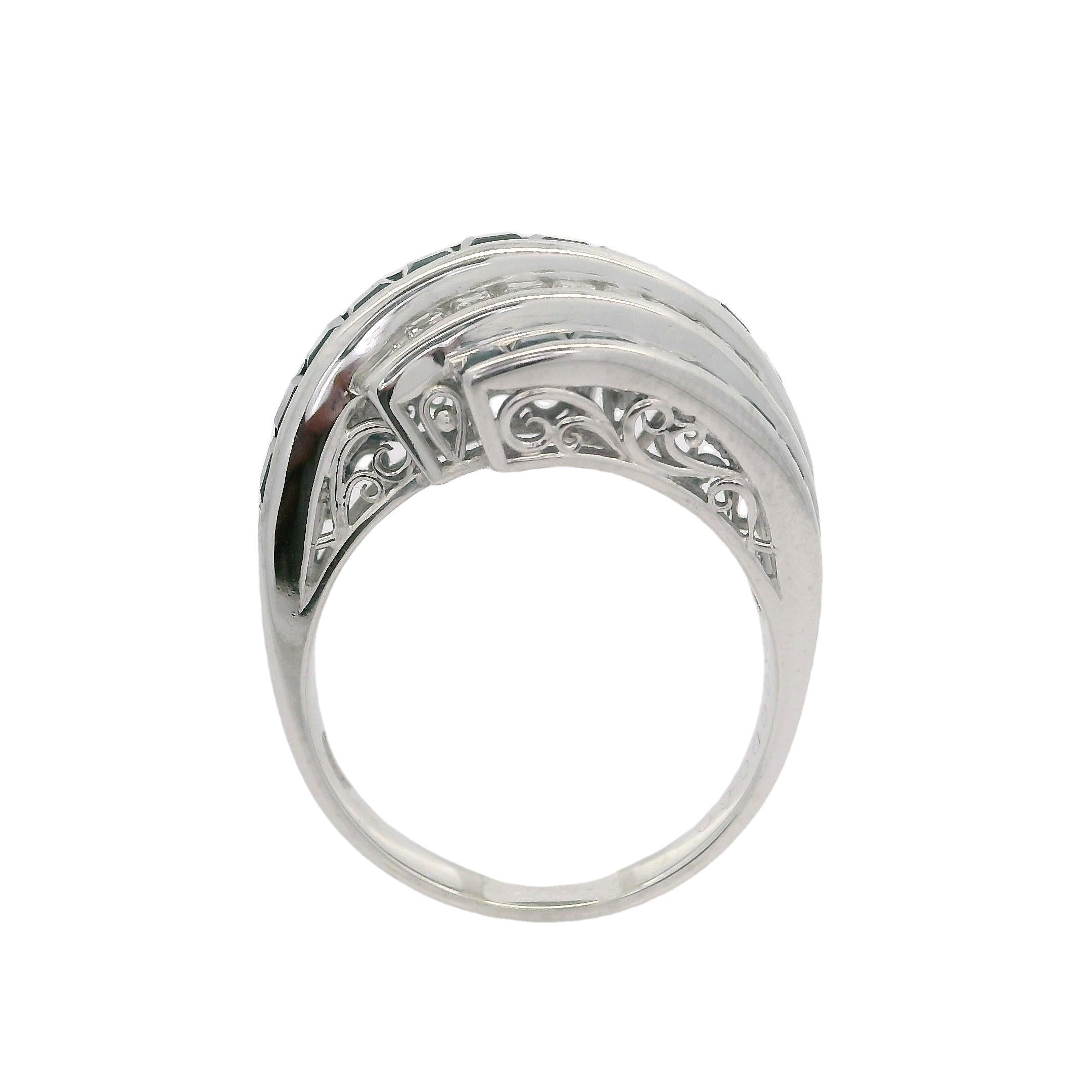 Vintage Platinum High Quality 2.56ctw Sapphire Diamond Stack Look Band Ring In Excellent Condition For Sale In Montclair, NJ