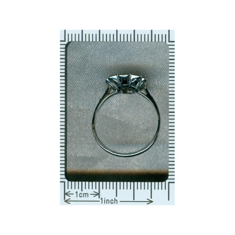 Vintage Platinum Lady Di Engagement Ring with Brilliant and Sapphire 8