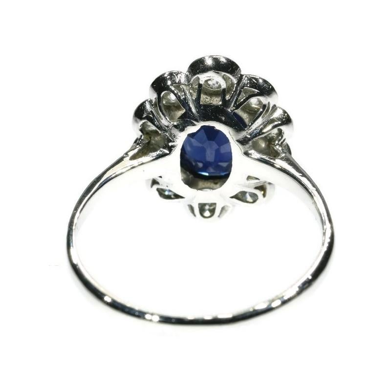 Vintage Platinum Lady Di Engagement Ring with Brilliant and Sapphire 2